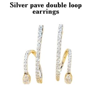 SILVER PAVE DOUBLE LOOP EARRINGS. UNIQUE!